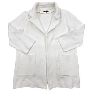 Quince Ivory 100% Organic Cotton Knit Blazer Womens Medium *READ